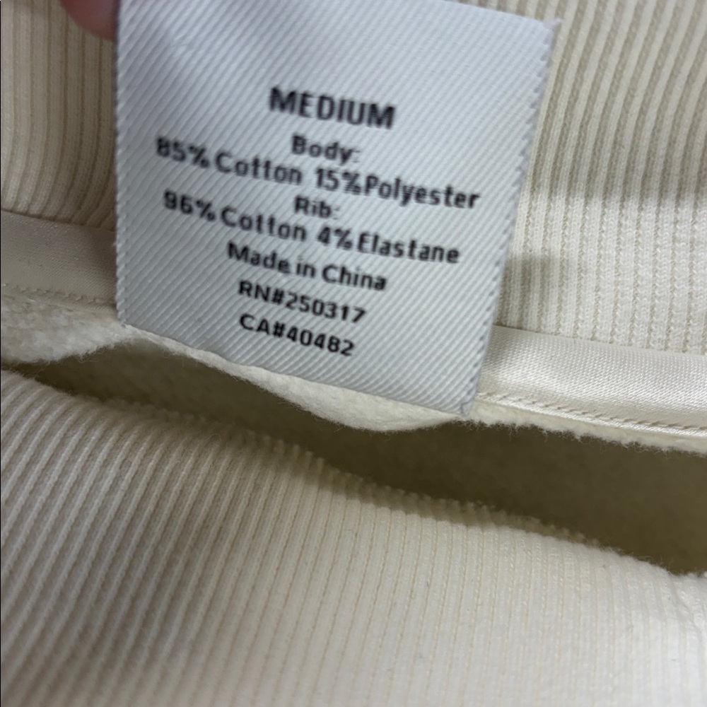 Varley Wood Sweat cream  Ribbed long sleeve cotton blend high neck cinch shirt - Picture 11 of 12